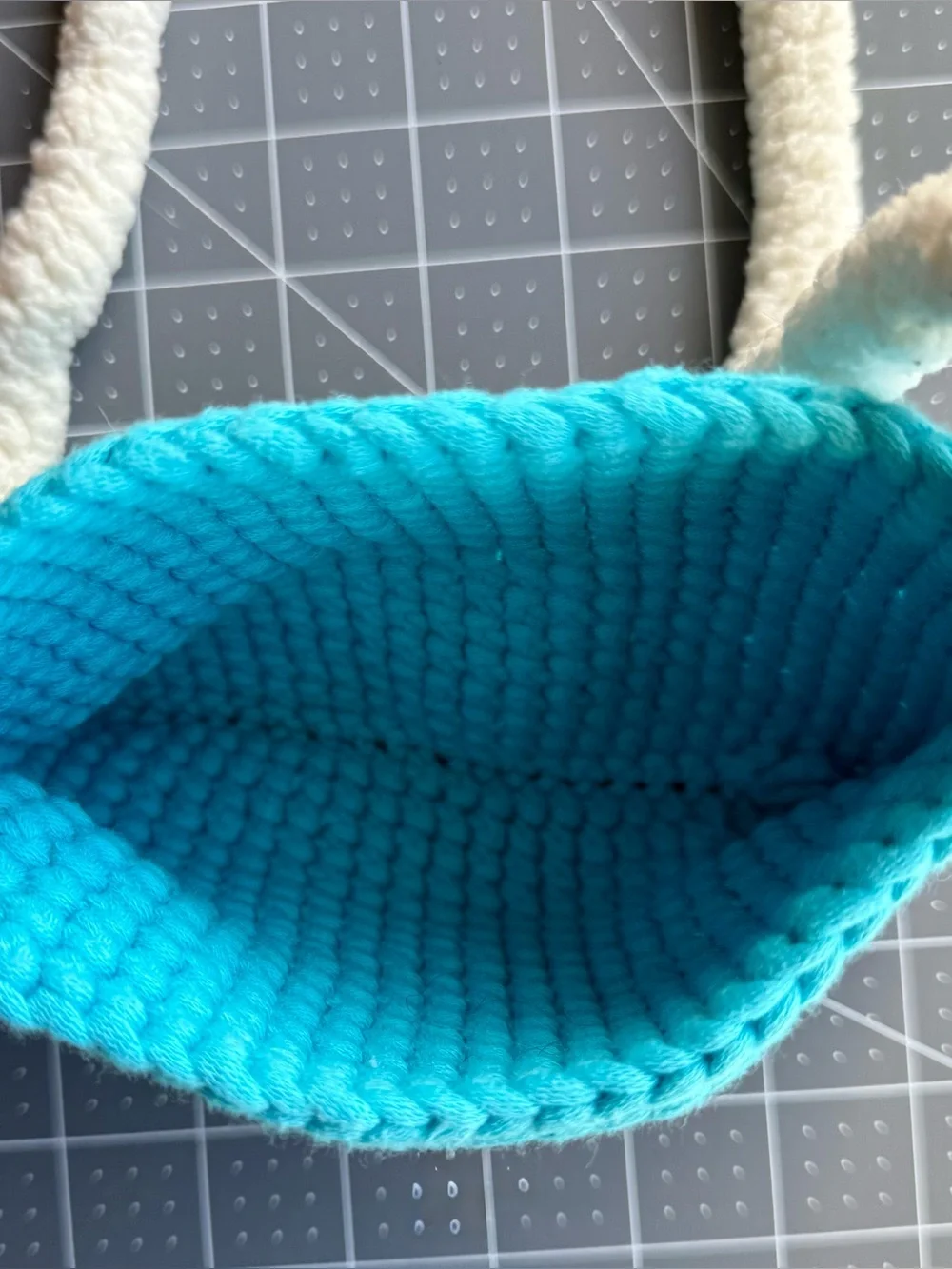 Small Crochet Crossbody Purse * Turquoise & White * Handmade Yarn